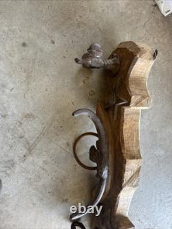 Antique Primitive Oxen Yoke Wood Wrought Iron Country Decor Western Coat Hanger