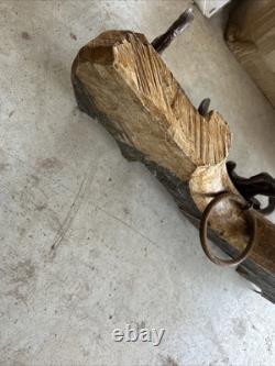 Antique Primitive Oxen Yoke Wood Wrought Iron Country Decor Western Coat Hanger
