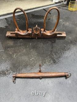Antique Primitive Wood Cast Iron OX HORSE FARM Yoke Single Tree 34