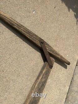 Antique Primitive Wood Ox Yoke Wrought Iron Country Decor Western Americana