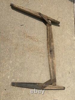 Antique Primitive Wood Ox Yoke Wrought Iron Country Decor Western Americana