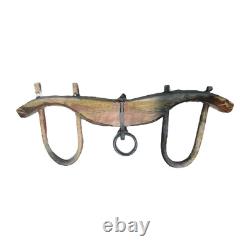 Antique Primitive XL Oxen Yoke Wood Wrought Iron Country Decor Western Americana