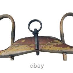Antique Primitive XL Oxen Yoke Wood Wrought Iron Country Decor Western Americana