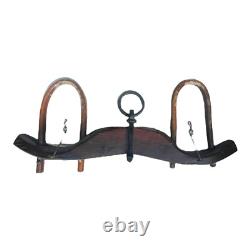 Antique Primitive XL Oxen Yoke Wood Wrought Iron Country Decor Western Americana