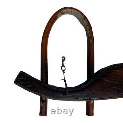 Antique Primitive XL Oxen Yoke Wood Wrought Iron Country Decor Western Americana