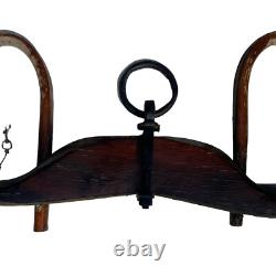 Antique Primitive XL Oxen Yoke Wood Wrought Iron Country Decor Western Americana