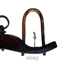 Antique Primitive XL Oxen Yoke Wood Wrought Iron Country Decor Western Americana