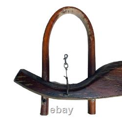 Antique Primitive XL Oxen Yoke Wood Wrought Iron Country Decor Western Americana