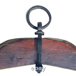 Antique Primitive XL Oxen Yoke Wood Wrought Iron Country Decor Western Americana