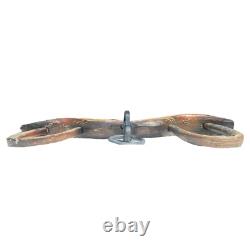 Antique Primitive XL Oxen Yoke Wood Wrought Iron Country Decor Western Americana
