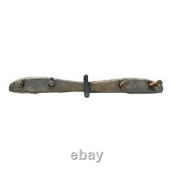 Antique Primitive XL Oxen Yoke Wood Wrought Iron Country Decor Western Americana