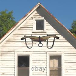 Antique Primitive XL Oxen Yoke Wood Wrought Iron Country Decor Western Americana