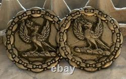 Antique RARE Bird Bridle Rosettes Large