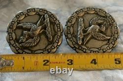 Antique RARE Bird Bridle Rosettes Large