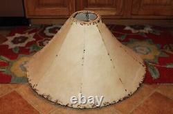 Antique Rawhide Leather Lampshade LARGE Country Western Americana Decor Shade