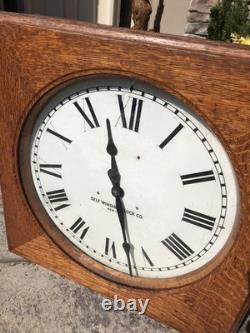 Antique Self Winding Clock Company New York Western Union Large Wall Clock