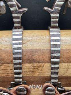 Antique Spanish Style Spurs With Jingle Bobs, Heel Chains And Spur Straps