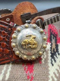 Antique Spanish Style Spurs With Jingle Bobs, Heel Chains And Spur Straps