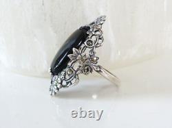 Antique Sterling Silver 925 Large Black Onyx Statement Ring Size 8