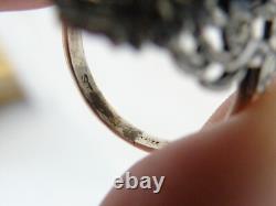 Antique Sterling Silver 925 Large Black Onyx Statement Ring Size 8