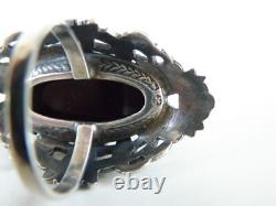 Antique Sterling Silver 925 Large Black Onyx Statement Ring Size 8