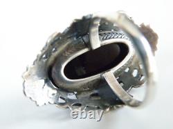 Antique Sterling Silver 925 Large Black Onyx Statement Ring Size 8