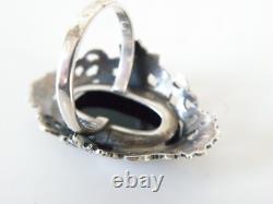Antique Sterling Silver 925 Large Black Onyx Statement Ring Size 8