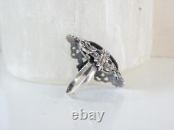 Antique Sterling Silver 925 Large Black Onyx Statement Ring Size 8
