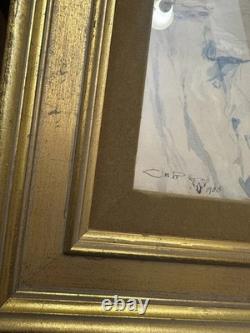 Antique THE SIGNAL Signed CM Russell 25.5x19.5Western Native American Indian