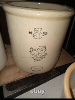 Antique Vintage 5 Gallon Western Monmouth Stoneware Co Crock