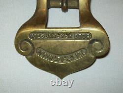 Antique Vtg 19th C 1800s Large Wiesenmeyer Springfields ILL Brass Harness Buckle