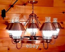 Antique/Vtg Rustic Country Cabin Western Wood Wagon Wheel Chandelier Light/Lamp