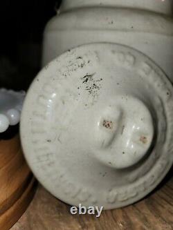Antique WESTERN STONEWARE No4 Lidded Jar Crock WEIR SEAL Monmouth Illinois