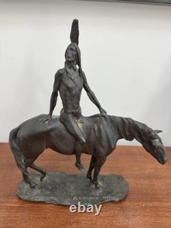 Antique Western Bronze Sculpture by Charles H. Humphriss 1904 The Warrior