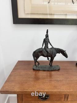 Antique Western Bronze Sculpture by Charles H. Humphriss 1904 The Warrior