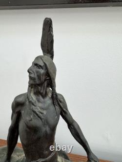 Antique Western Bronze Sculpture by Charles H. Humphriss 1904 The Warrior
