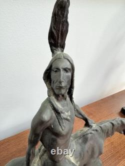 Antique Western Bronze Sculpture by Charles H. Humphriss 1904 The Warrior