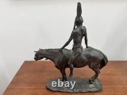 Antique Western Bronze Sculpture by Charles H. Humphriss 1904 The Warrior