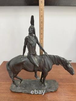 Antique Western Bronze Sculpture by Charles H. Humphriss 1904 The Warrior