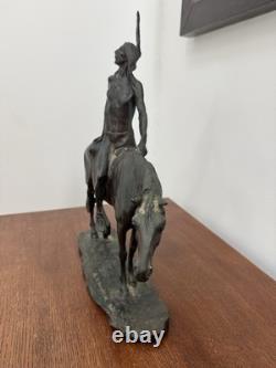 Antique Western Bronze Sculpture by Charles H. Humphriss 1904 The Warrior