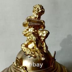 Antique Western Decorative Glass Soup Jar Large Metal Engraving Devil Mask Handl