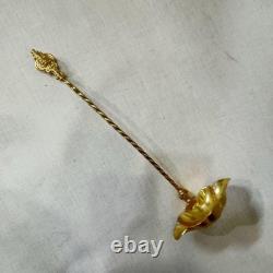 Antique Western Decorative Glass Soup Jar Large Metal Engraving Devil Mask Handl