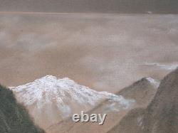 Antique Western Landscape Pastel/Chalk Art With Hand Carved Oak Gesso Frame Signed