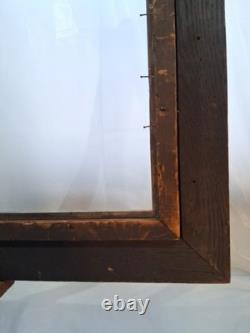 Antique Western Landscape Pastel/Chalk Art With Hand Carved Oak Gesso Frame Signed