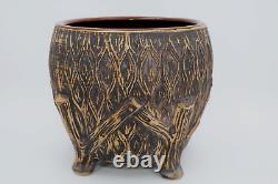 Antique Western Stoneware Company Footed Rustic Jardiniere/Planter