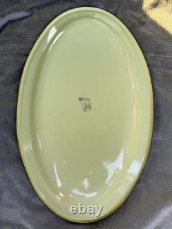Antique Western Ware Double Cloud Chuck Wagon Yellow Enamel Platter Tray 15.5