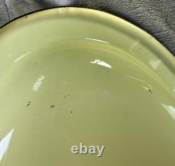 Antique Western Ware Double Cloud Chuck Wagon Yellow Enamel Platter Tray 15.5