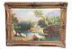 Antique landscape painting with very ornate frame signed 39.5 x 27.75
