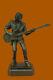 Art Deco Western Art Guitar Player Music Musician Bronze Sculpture by Dwight LRG