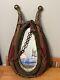 Authentic Antique Vintage Rustic Leather Horse Collar Mirror Rope Brass Large